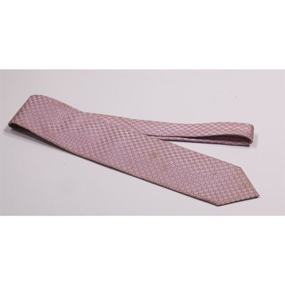 Paul Stuart Pink Polka Dots Jacquard Silk Necktie Tie Stained - Picture 2 of 7